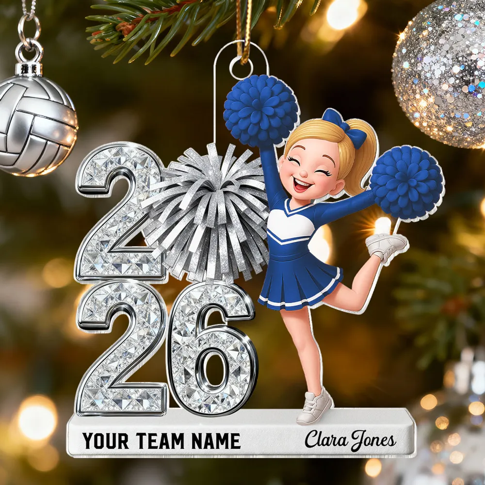 Personalized Cheerleader Acrylic Ornament with Year & Team Name, Sparkling School Spirit Keepsake, Unique Graduation Gift - Image 8
