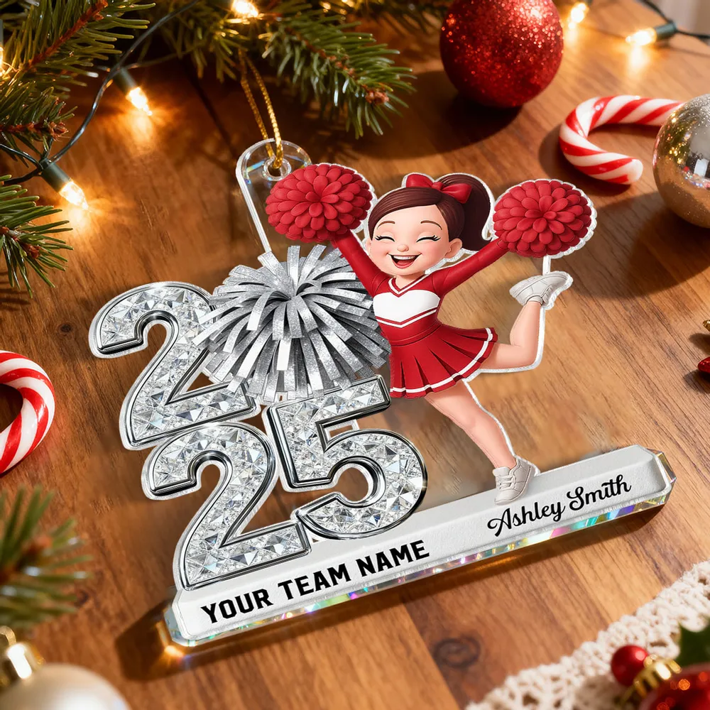 Personalized Cheerleader Acrylic Ornament with Year & Team Name, Sparkling School Spirit Keepsake, Unique Graduation Gift - Image 9