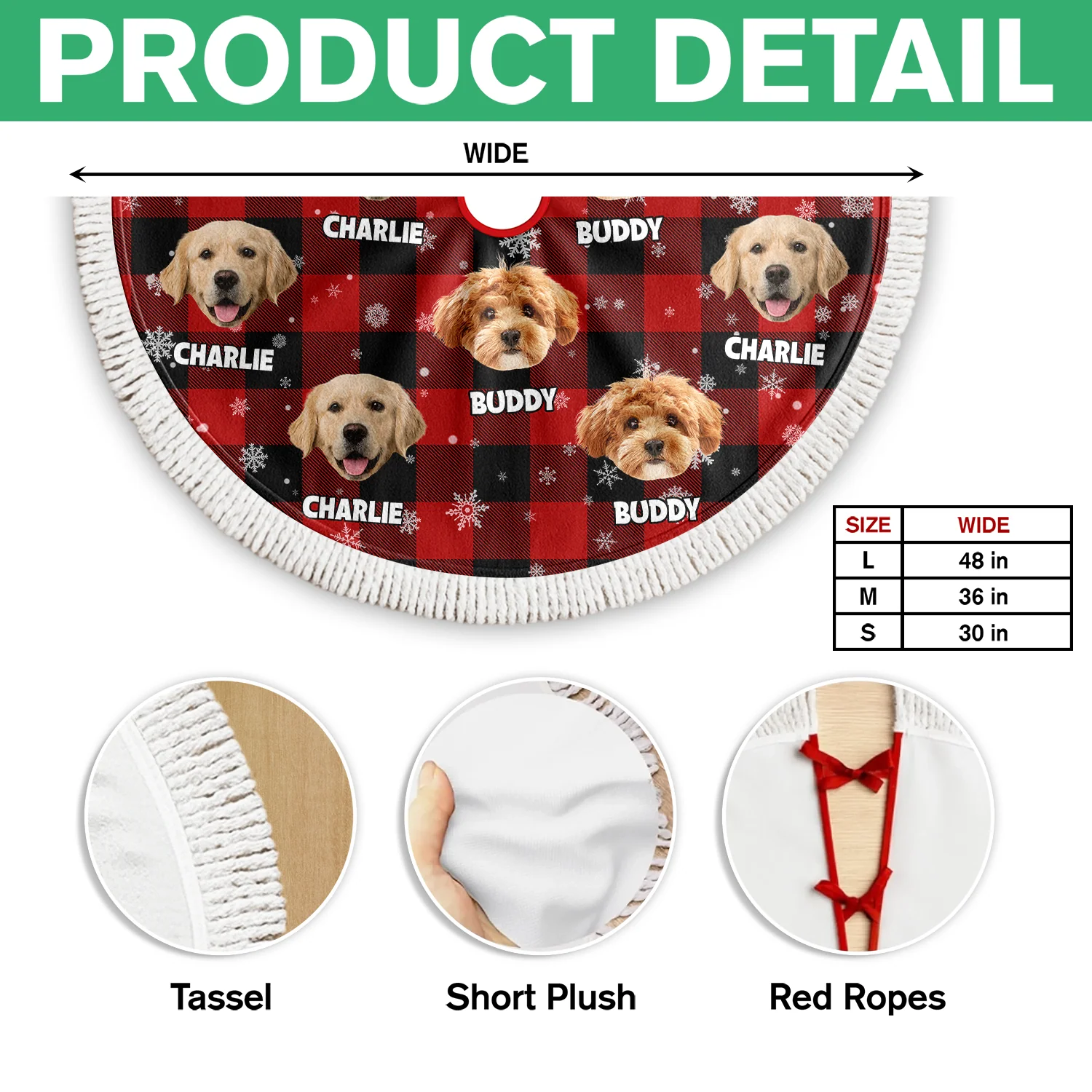 Personalized Plush Christmas Tree Skirt with Your Pet Photo – Custom Dog or Cat Holiday Decor, Unique Gift for Pet Lovers - Image 4