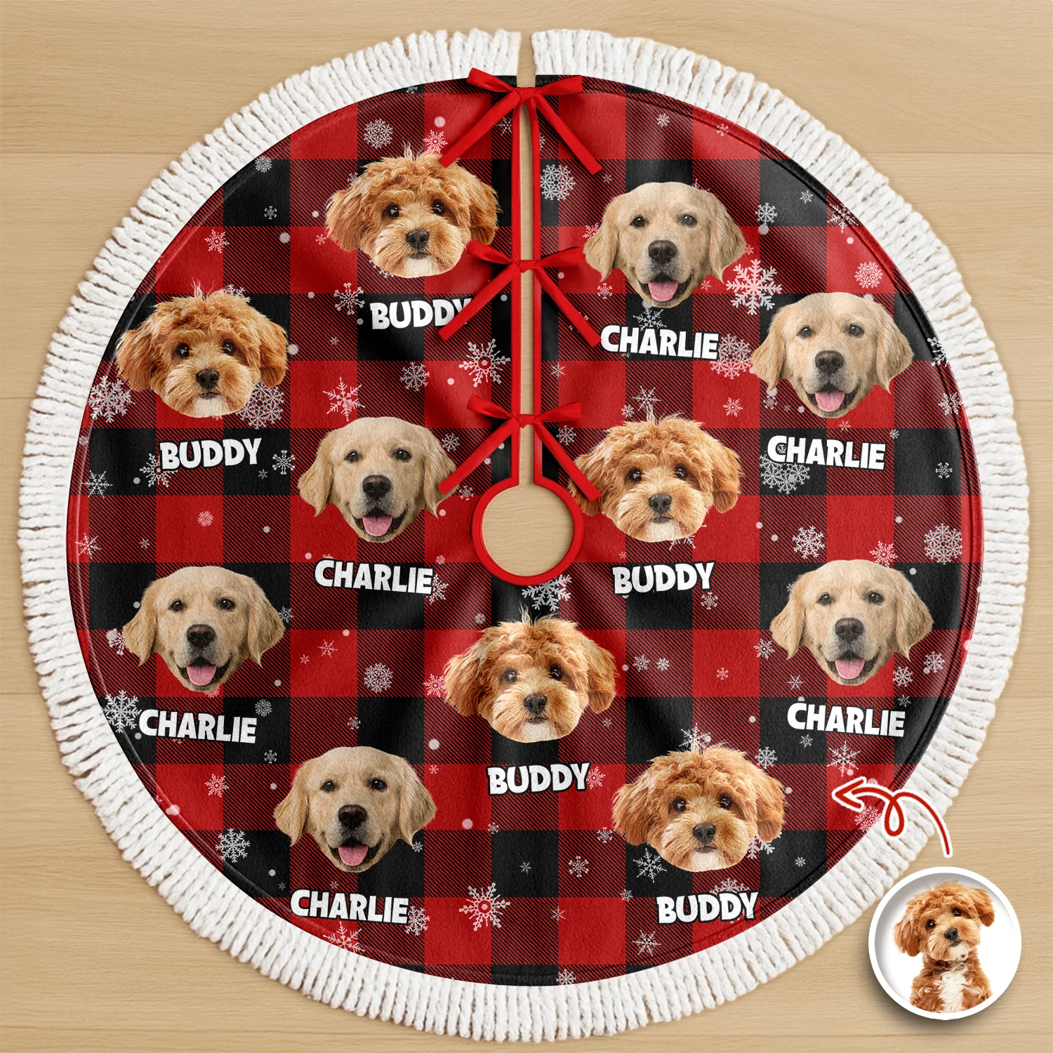 Personalized Plush Christmas Tree Skirt with Your Pet Photo – Custom Dog or Cat Holiday Decor, Unique Gift for Pet Lovers - Image 5