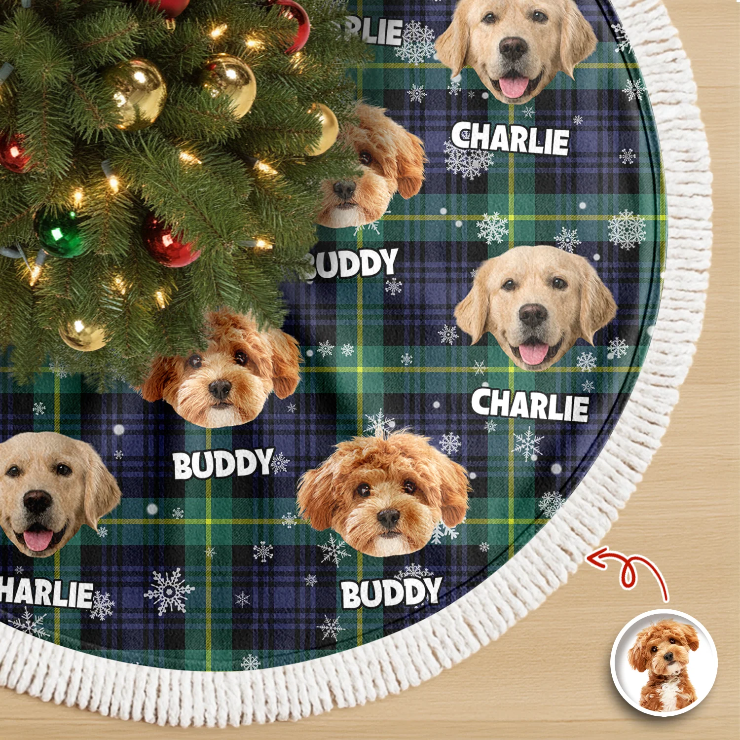 Personalized Plush Christmas Tree Skirt with Your Pet Photo – Custom Dog or Cat Holiday Decor, Unique Gift for Pet Lovers - Image 6