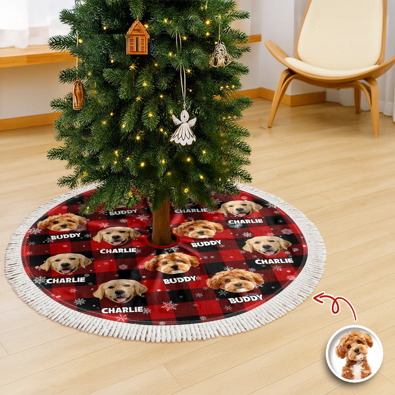 Personalized Plush Christmas Tree Skirt with Your Pet Photo – Custom Dog or Cat Holiday Decor, Unique Gift for Pet Lovers - Image 8