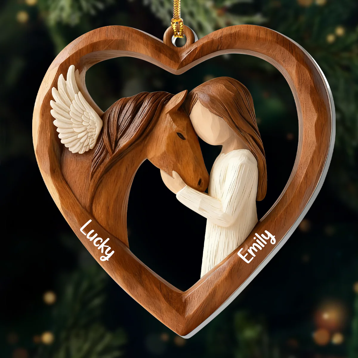 Personalized Acrylic Ornament with Angel Horse & Girl – Heartfelt Equestrian Keepsake & Unique Gift for Horse Lovers - Image 3