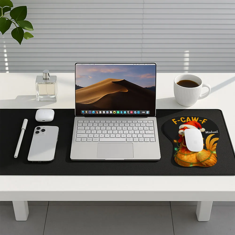 Personalized Lycra 3D Mouse Pad with Santa Chicken, Funny FCAWF Design, Unique Christmas Gift for Coworkers - Image 2