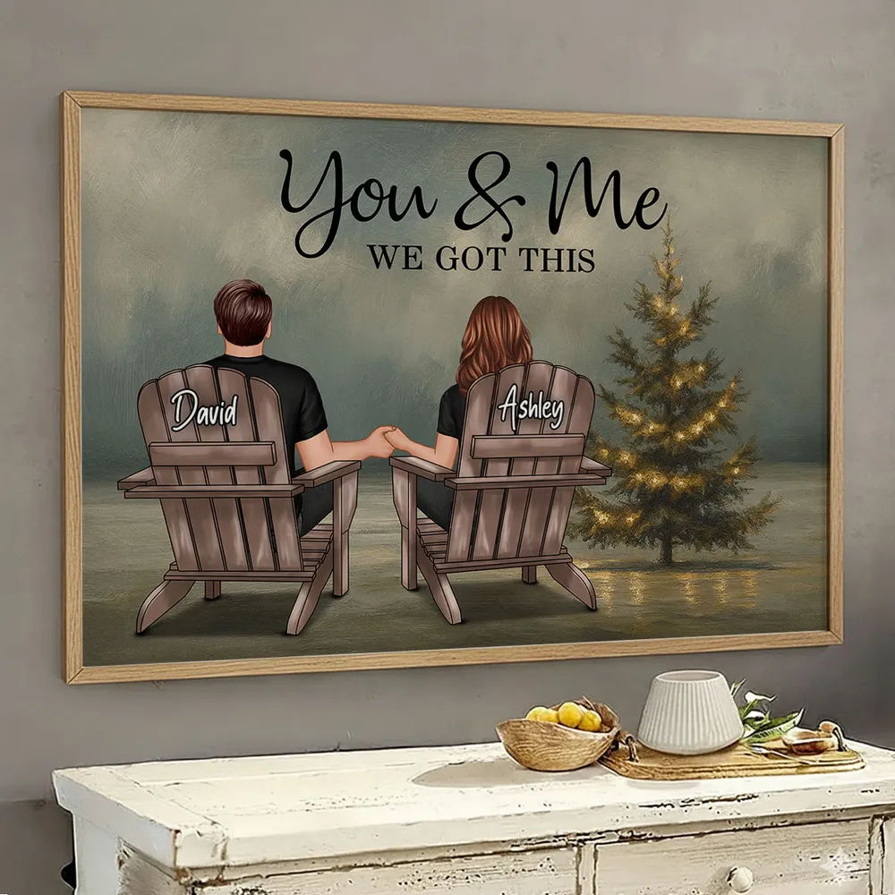Personalized Couple Poster with Christmas Tree, You & Me Quote, Romantic Wall Art Gift for Partner - Image 7
