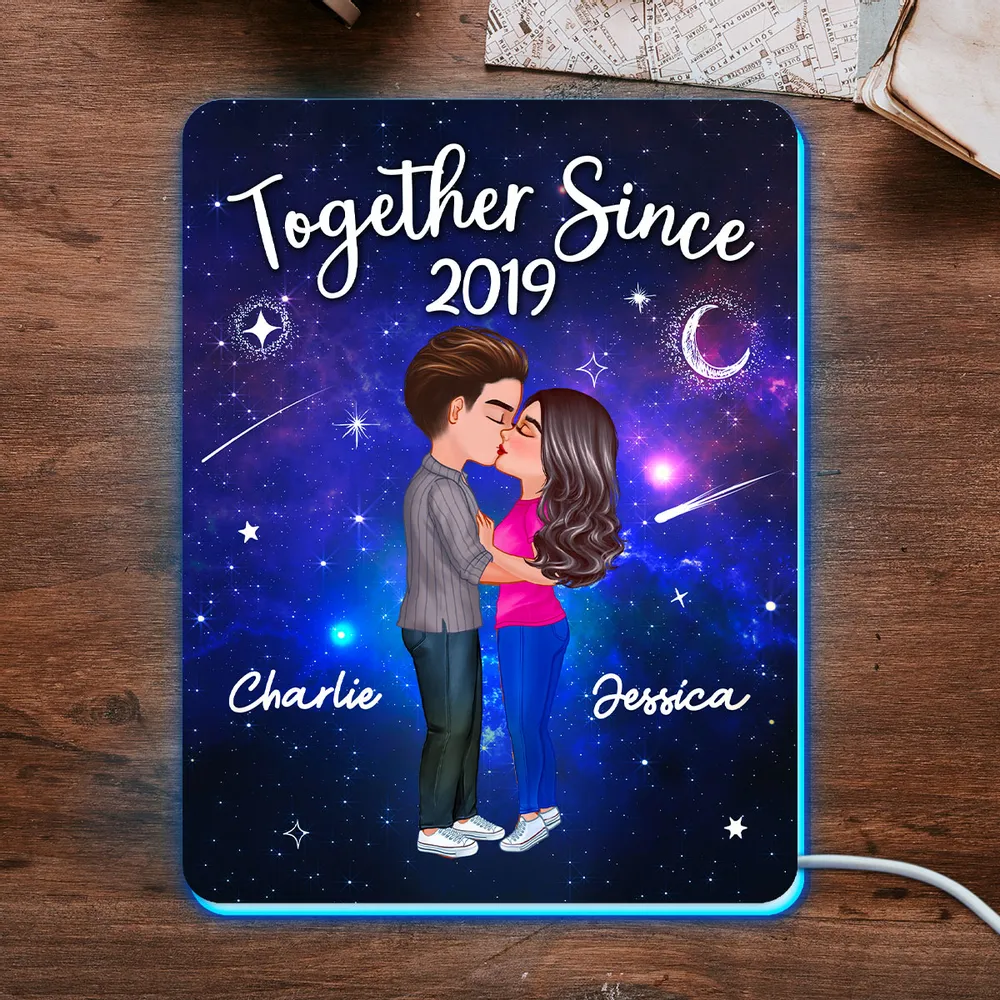 Personalized Acrylic Light Box for Couples with Galaxy Night Kiss, Soft Glow Romantic Bedroom Lamp, Unique Anniversary Gift - Image 3