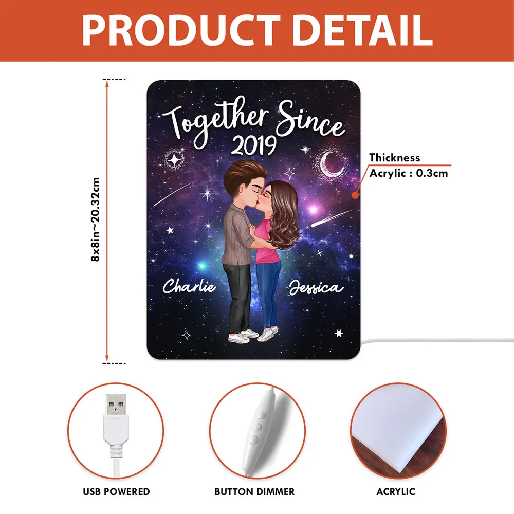 Personalized Acrylic Light Box for Couples with Galaxy Night Kiss, Soft Glow Romantic Bedroom Lamp, Unique Anniversary Gift - Image 4