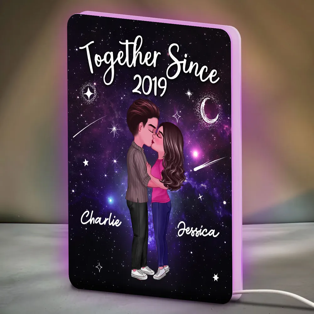 Personalized Acrylic Light Box for Couples with Galaxy Night Kiss, Soft Glow Romantic Bedroom Lamp, Unique Anniversary Gift - Image 6