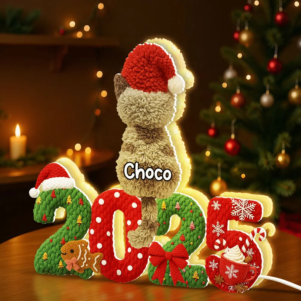 Personalized Acrylic Light Box with Cats in Santa Hats, Cozy Christmas Bedroom Lamp, Unique Pet Lover Gift & Festive Keepsake - Image 7