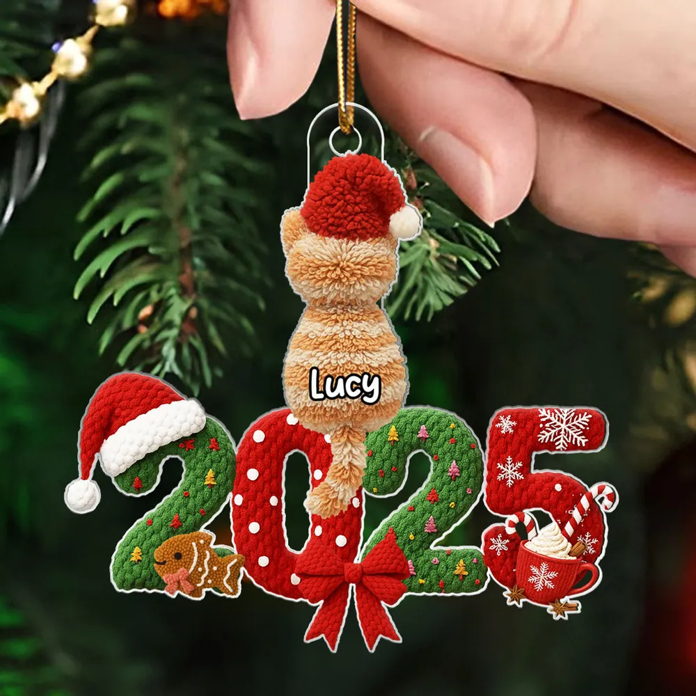 Personalized Acrylic Ornament with Santa Hat Cats – Cute Christmas Tree Decor & Unique Gift for Cat Lovers - Image 5