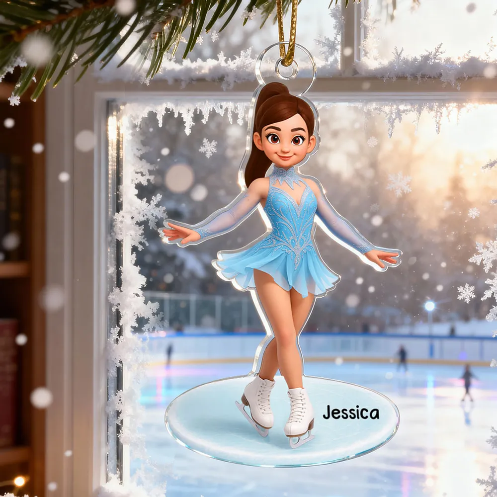 Cute Figure Skater Acrylic Ornament for Holiday Tree, Winter Wonderland Decor and Creative Gift for Daughters and Young Skaters - Image 8