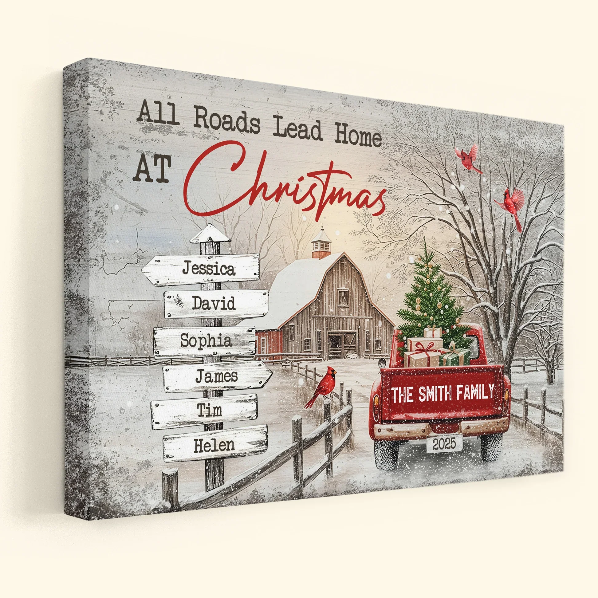 All Roads Lead Home At Christmas Personalized Poster – Custom Family Names Winter Farmhouse Wall Art, Unique Holiday Gift for Mom & Loved Ones - Image 8