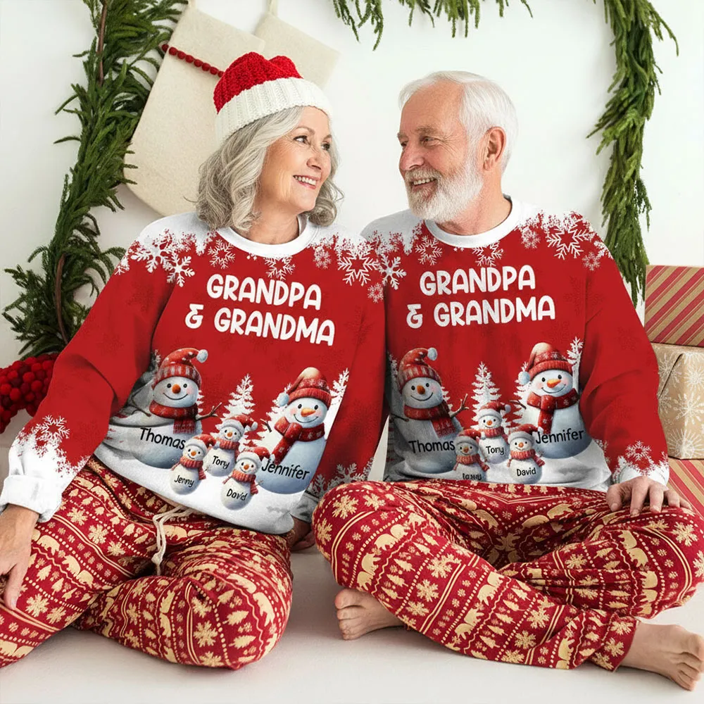 Personalized Printed Sweatshirt for Grandma and Grandpa with Cute Snowman Family Art, Cozy Christmas Keepsake & Unique Grandparent Gift - Image 5