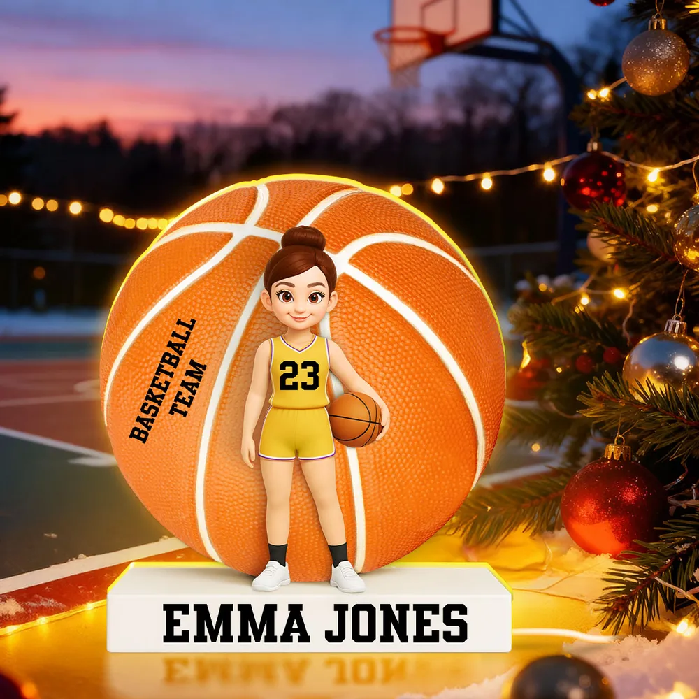 Custom Basketball Team Acrylic Light Box with Cute Player Illustration – Warm Atmosphere Light and Memorable Gift for Sports Lovers - Image 2