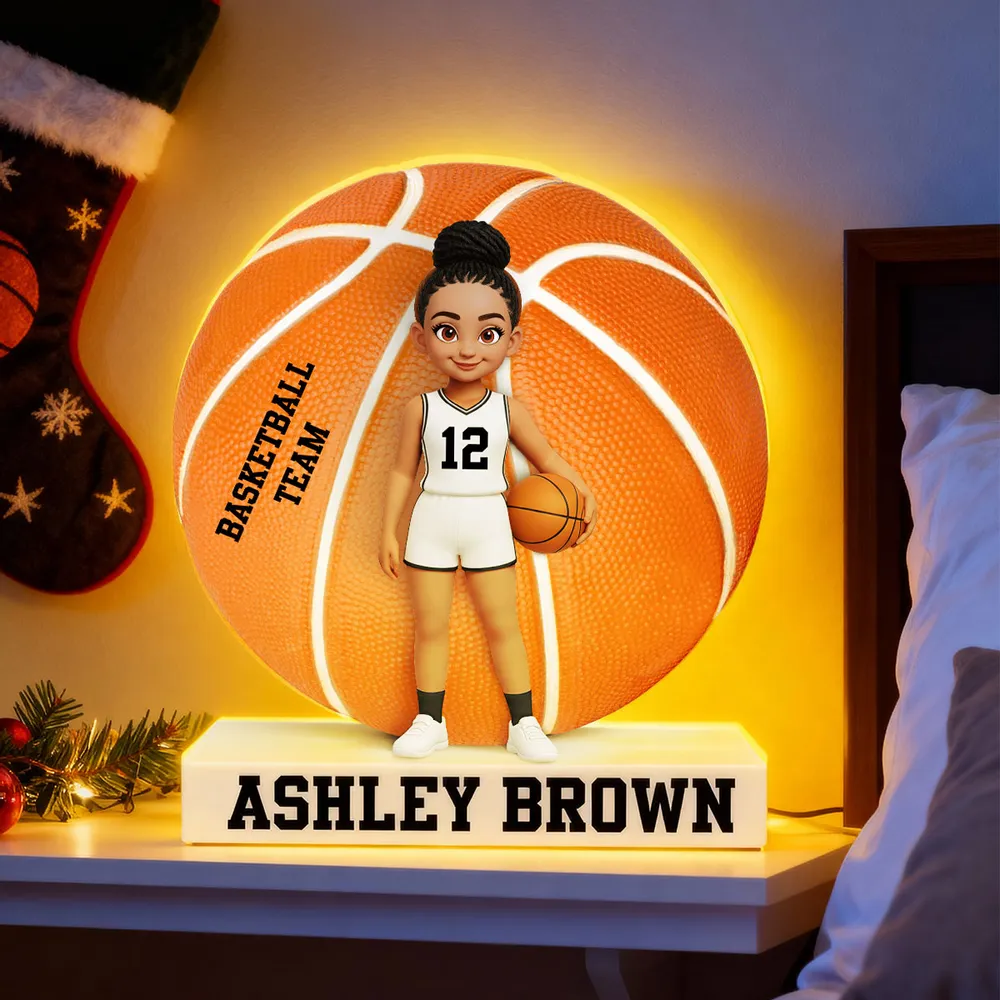 Custom Basketball Team Acrylic Light Box with Cute Player Illustration – Warm Atmosphere Light and Memorable Gift for Sports Lovers - Image 3
