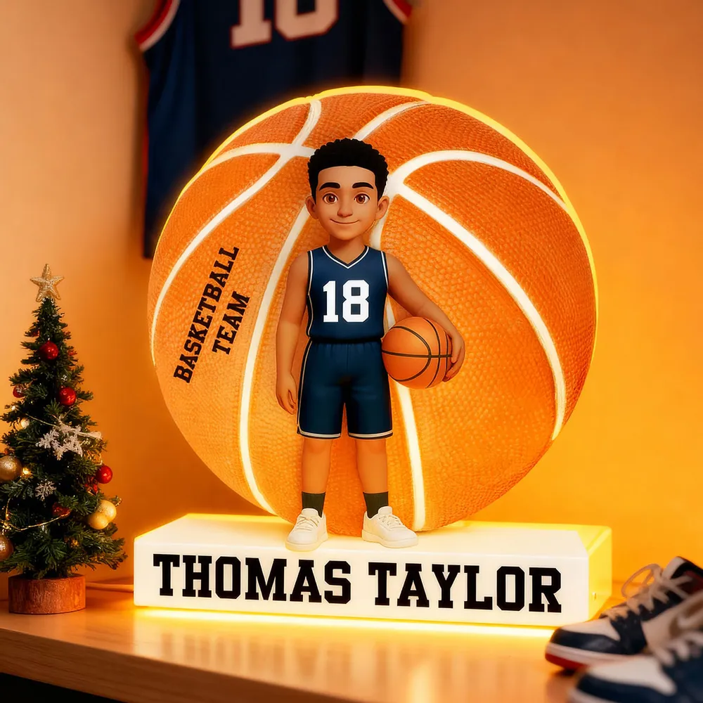 Custom Basketball Team Acrylic Light Box with Cute Player Illustration – Warm Atmosphere Light and Memorable Gift for Sports Lovers - Image 6