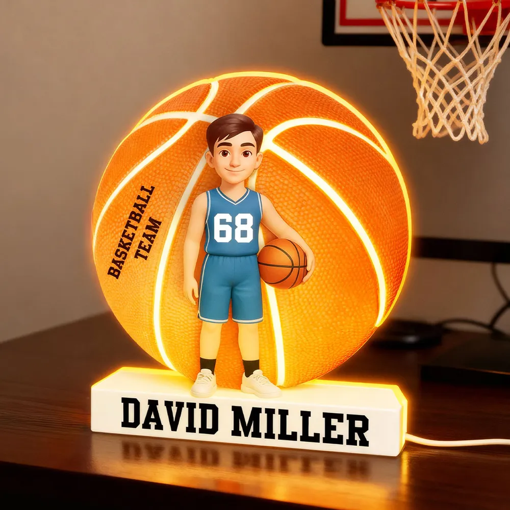 Custom Basketball Team Acrylic Light Box with Cute Player Illustration – Warm Atmosphere Light and Memorable Gift for Sports Lovers - Image 9