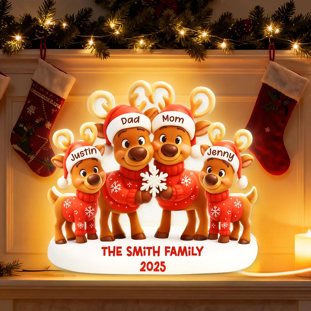Custom Family Reindeer Acrylic Light Box Lamp for Cozy Holiday Nights, Heartwarming Keepsake Gift - Image 5