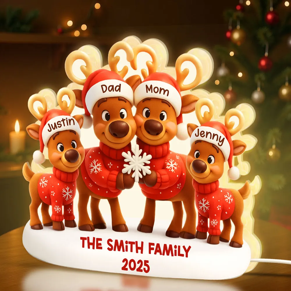 Custom Family Reindeer Acrylic Light Box Lamp for Cozy Holiday Nights, Heartwarming Keepsake Gift - Image 8
