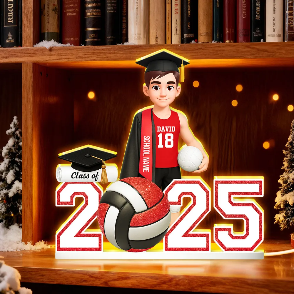 Graduation Acrylic Light Box with Custom Volleyball Player, Soft Atmosphere Lighting Keepsake for Class of 2025 and Unique Gift for Friends - Image 2