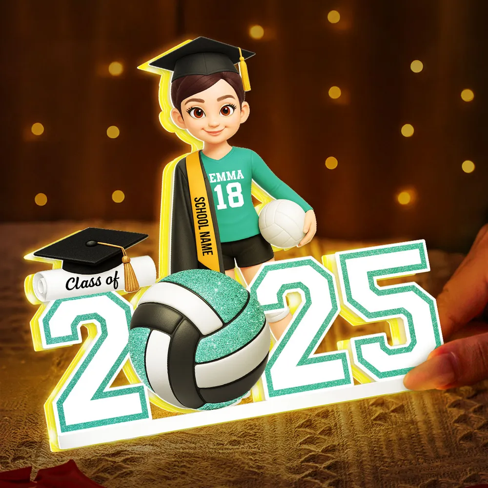 Graduation Acrylic Light Box with Custom Volleyball Player, Soft Atmosphere Lighting Keepsake for Class of 2025 and Unique Gift for Friends - Image 9
