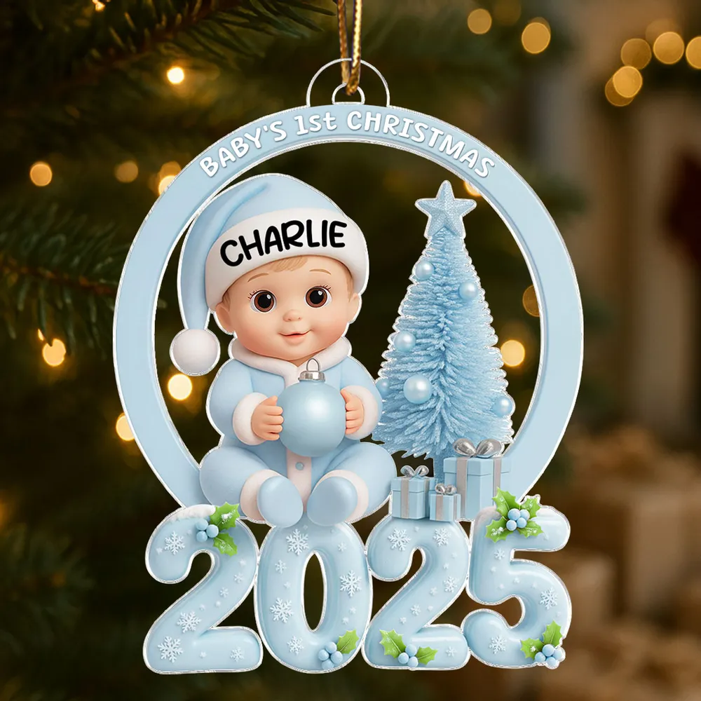 Personalized Baby First Christmas Acrylic Ornament with Pink Tree – Custom Keepsake Acrylic Ornament for Newborn – Unique Holiday Gift for New Parents - Image 7