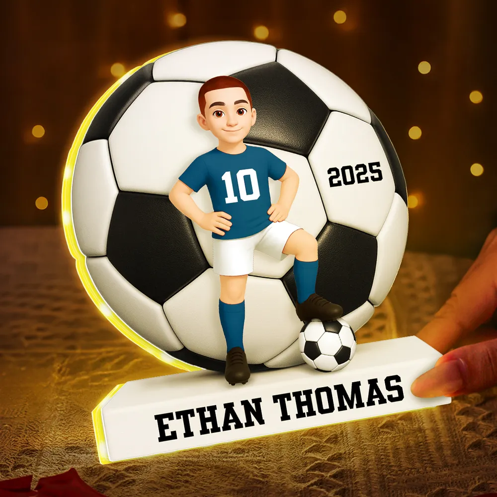 Personalized Acrylic Light Box Soccer Girl Lamp with Custom Player Design, Soft Warm Glow Bedroom Décor, Unique Gift for Young Athletes - Image 5