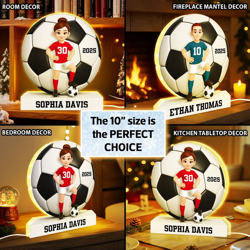 Personalized Acrylic Light Box Soccer Girl Lamp with Custom Player Design, Soft Warm Glow Bedroom Décor, Unique Gift for Young Athletes - Image 7