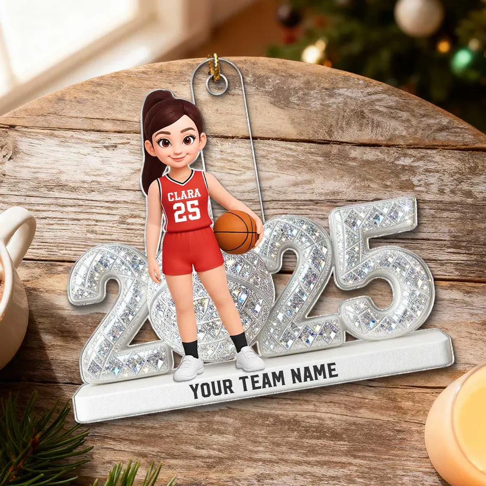 Personalized Acrylic Ornament with Girl Basketball Player, Custom Jersey & Year, Unique Gift for Young Athletes & Team Spirit Fans - Image 5