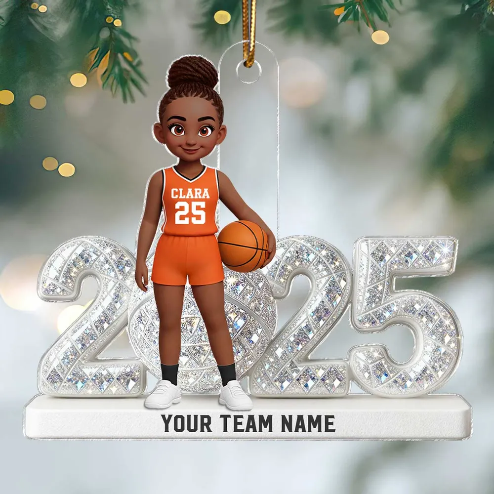 Personalized Acrylic Ornament with Girl Basketball Player, Custom Jersey & Year, Unique Gift for Young Athletes & Team Spirit Fans - Image 6