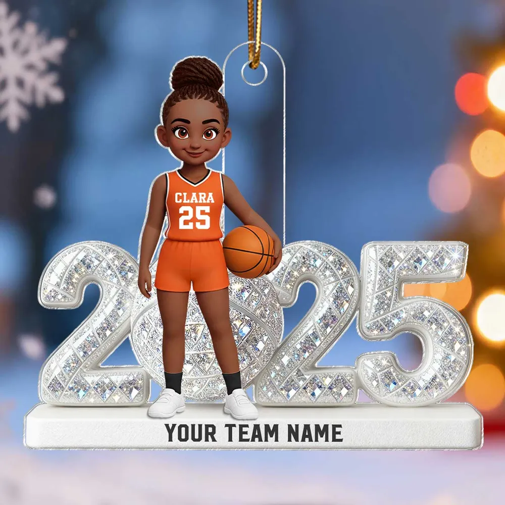 Personalized Acrylic Ornament with Girl Basketball Player, Custom Jersey & Year, Unique Gift for Young Athletes & Team Spirit Fans - Image 7