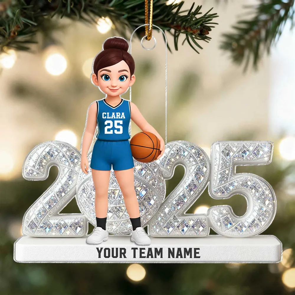 Personalized Acrylic Ornament with Girl Basketball Player, Custom Jersey & Year, Unique Gift for Young Athletes & Team Spirit Fans - Image 8