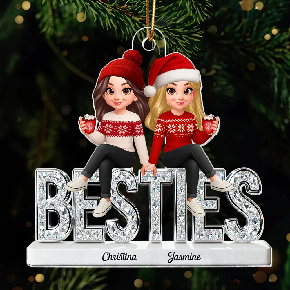 Personalized Acrylic Ornament for Best Friends with Cute Winter Characters, Festive Christmas Decor & Unique Gift - Image 10