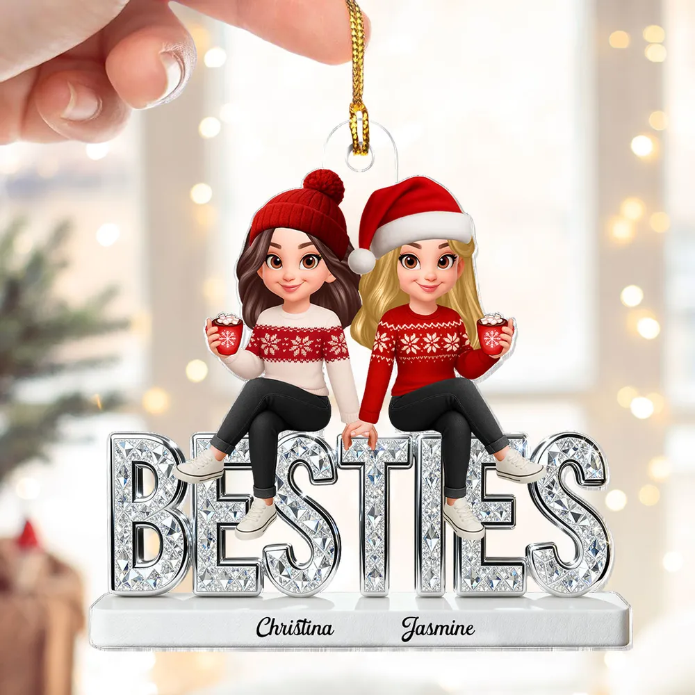 Personalized Acrylic Ornament for Best Friends with Cute Winter Characters, Festive Christmas Decor & Unique Gift - Image 2