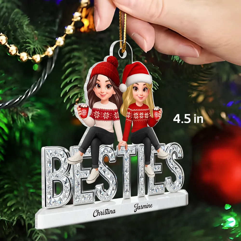 Personalized Acrylic Ornament for Best Friends with Cute Winter Characters, Festive Christmas Decor & Unique Gift - Image 8