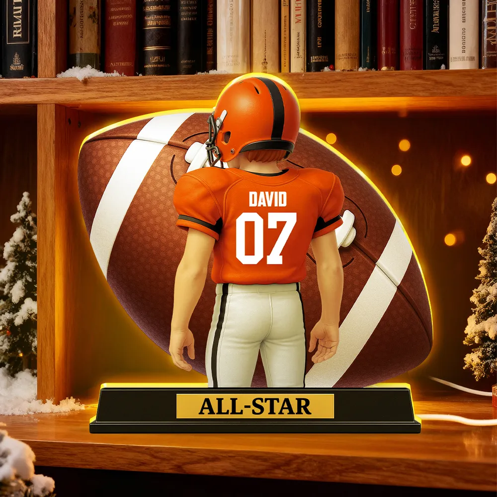 Personalized Acrylic Light Box for Football Player – Custom All-Star Design, Stadium Glow, Unique Gift for Sports Fans - Image 2