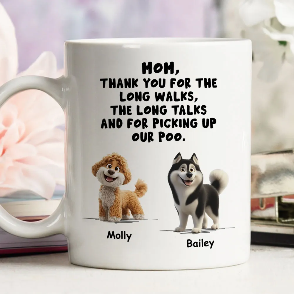 Personalized Dog Dad White Ceramic Mug with Funny Thank You Quote for Walks & Talks โ Unique Gift for Pet Dad - Image 2