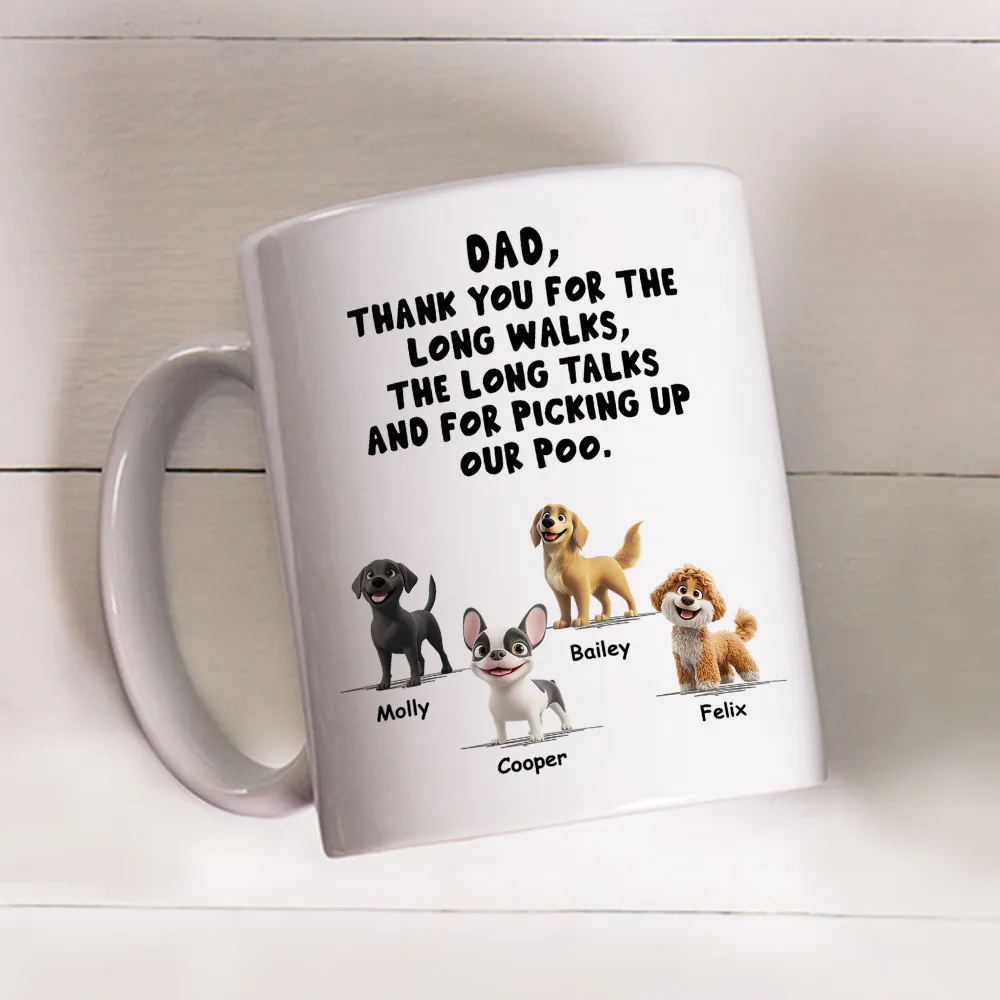 Personalized Dog Dad White Ceramic Mug with Funny Thank You Quote for Walks & Talks โ Unique Gift for Pet Dad - Image 3
