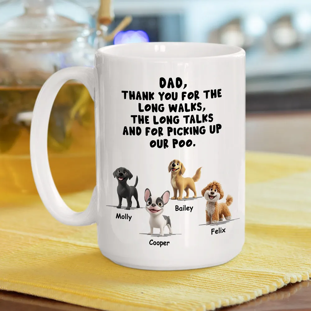 Personalized Dog Dad White Ceramic Mug with Funny Thank You Quote for Walks & Talks โ Unique Gift for Pet Dad - Image 6