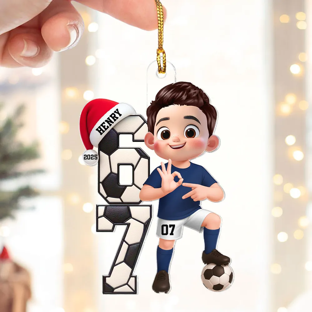 Custom Soccer Boy or Girl Acrylic Ornament – Funny Teen Slang Six Seven, Festive Holiday Decor & Creative Gift for Young Soccer Fans - Image 9