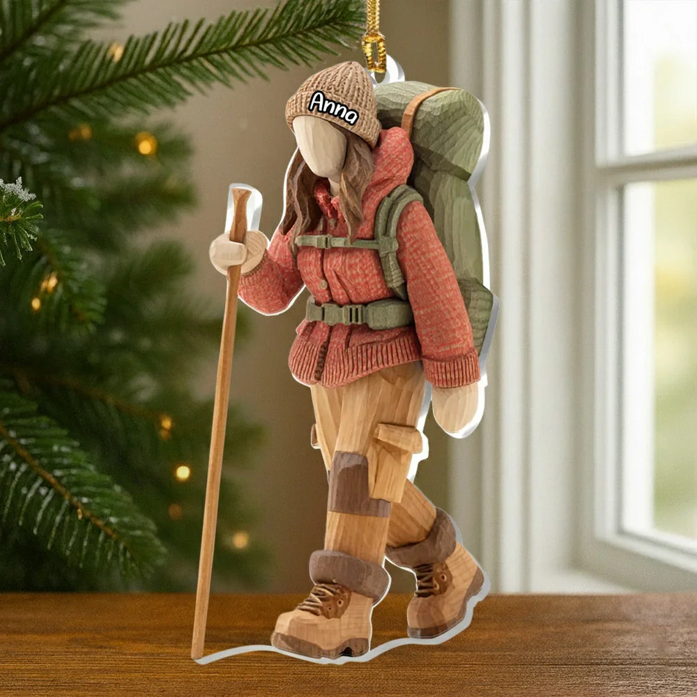 Personalized Hiking Lover Ornament for Backpackers – Custom Outdoor Hiker Keepsake, Unique Gift for Adventure Seekers