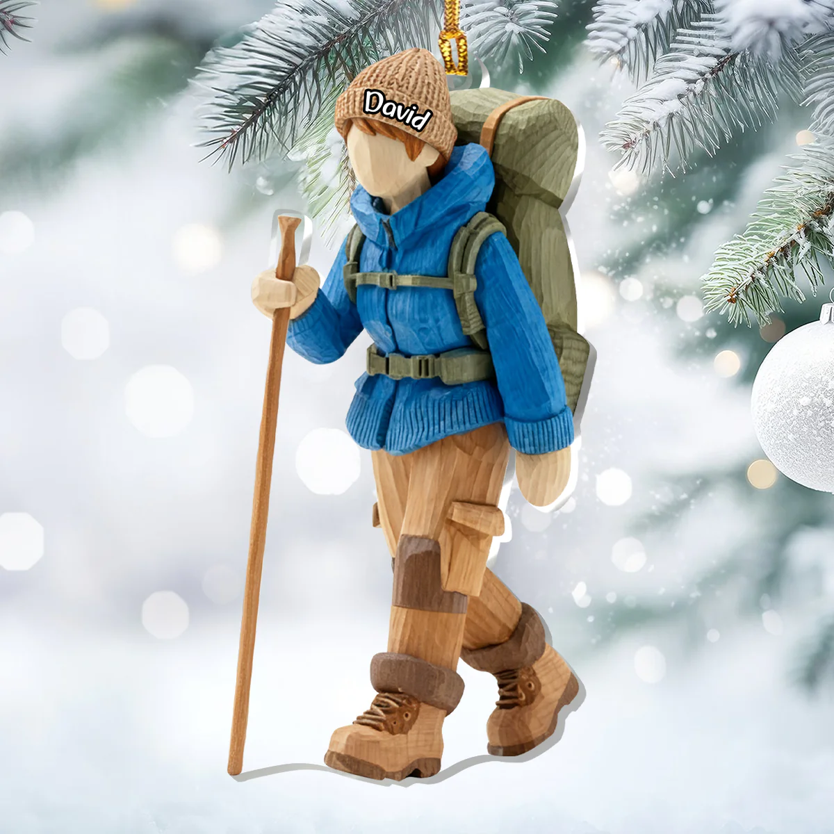 Personalized Hiking Lover Ornament for Backpackers – Custom Outdoor Hiker Keepsake, Unique Gift for Adventure Seekers - Image 2