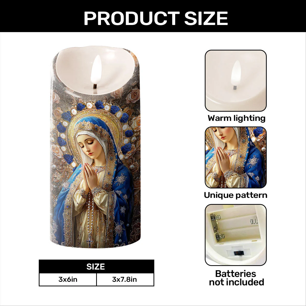 Prayer Candle for Husband – Warm LED Light, Inspirational Blessing and Strength Gift - Image 4