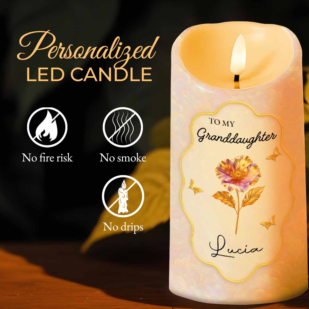 Custom Flameless LED Candle with Once Upon a Time Grandma Quote, Gentle Light Granddaughter Gift for Emotional Comfort - Image 5