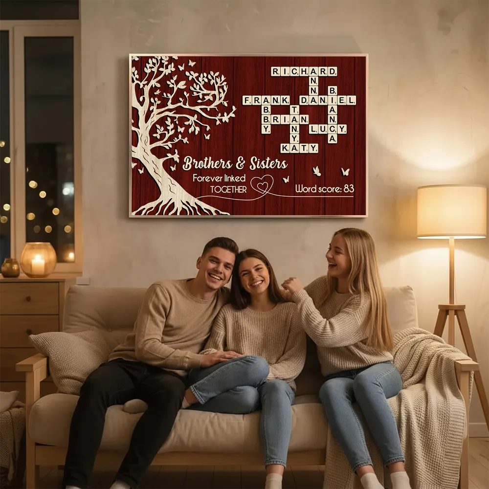 Personalized Brothers & Sisters Crossword Poster – Custom Sibling Wall Art for a Unique Family Gift - Image 2