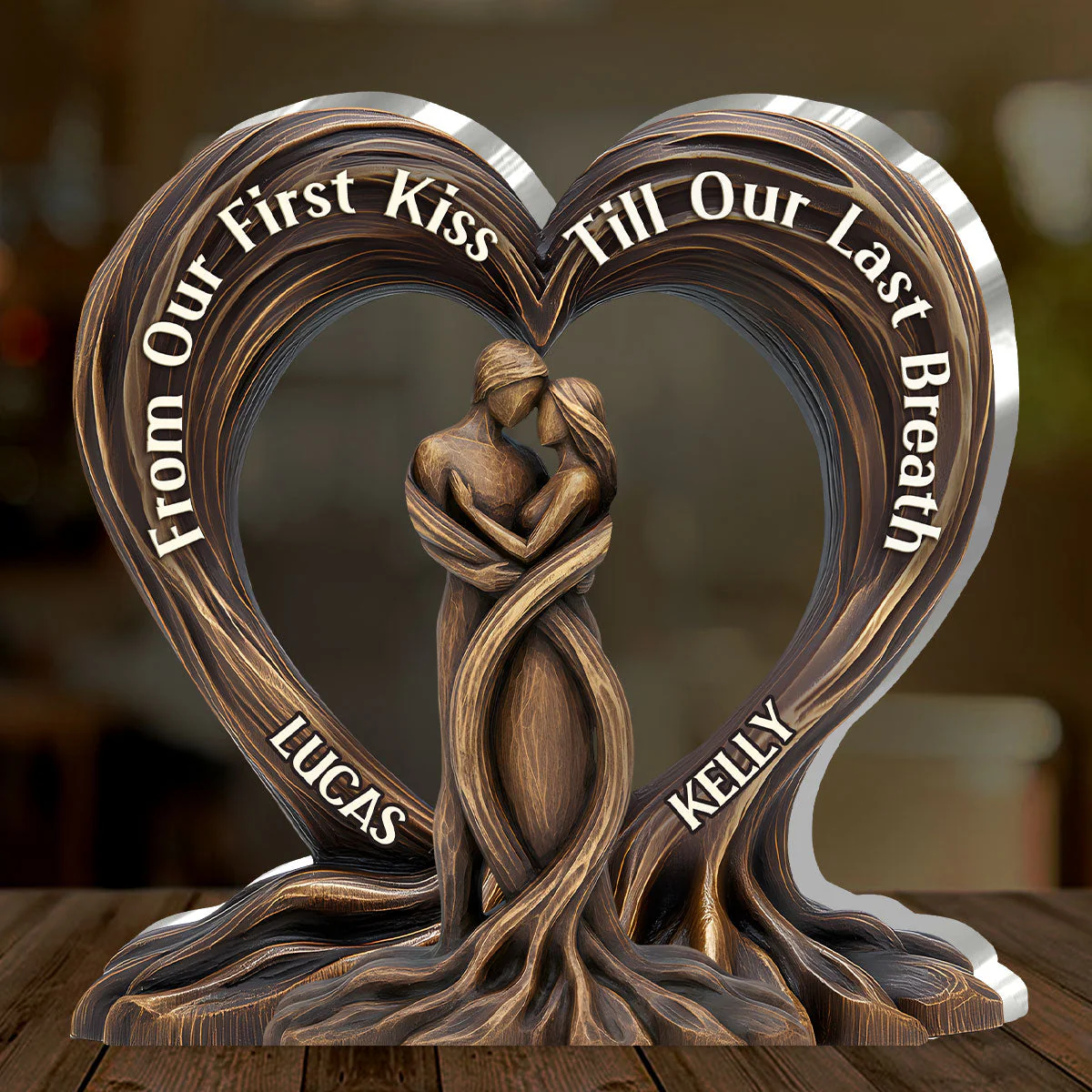 Custom Couple Shaped Acrylic Block Plaque – From First Kiss Till Our Last Breath Heart Decor, Emotional Anniversary Gift - Image 4