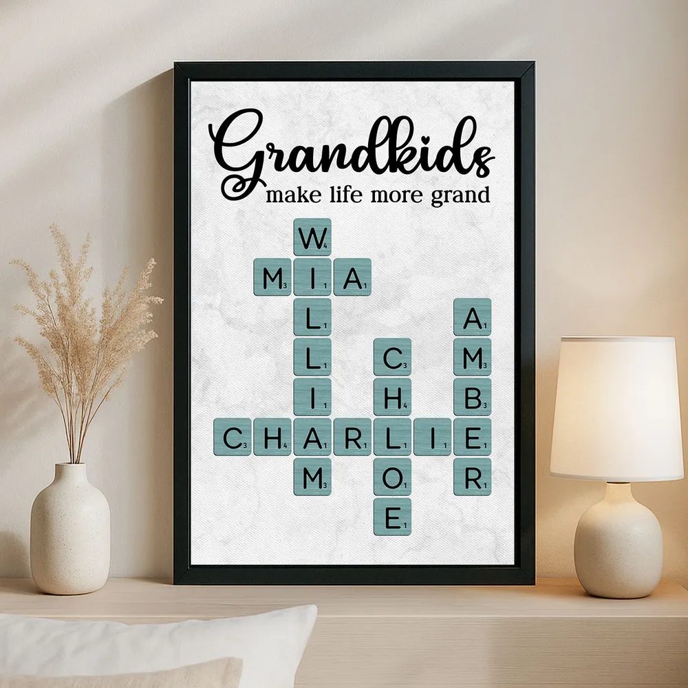 Personalized Grandkids Poster Crossword Art Gift for Grandparents β Custom Names Wall Decor That Makes Life More Grand - Image 10