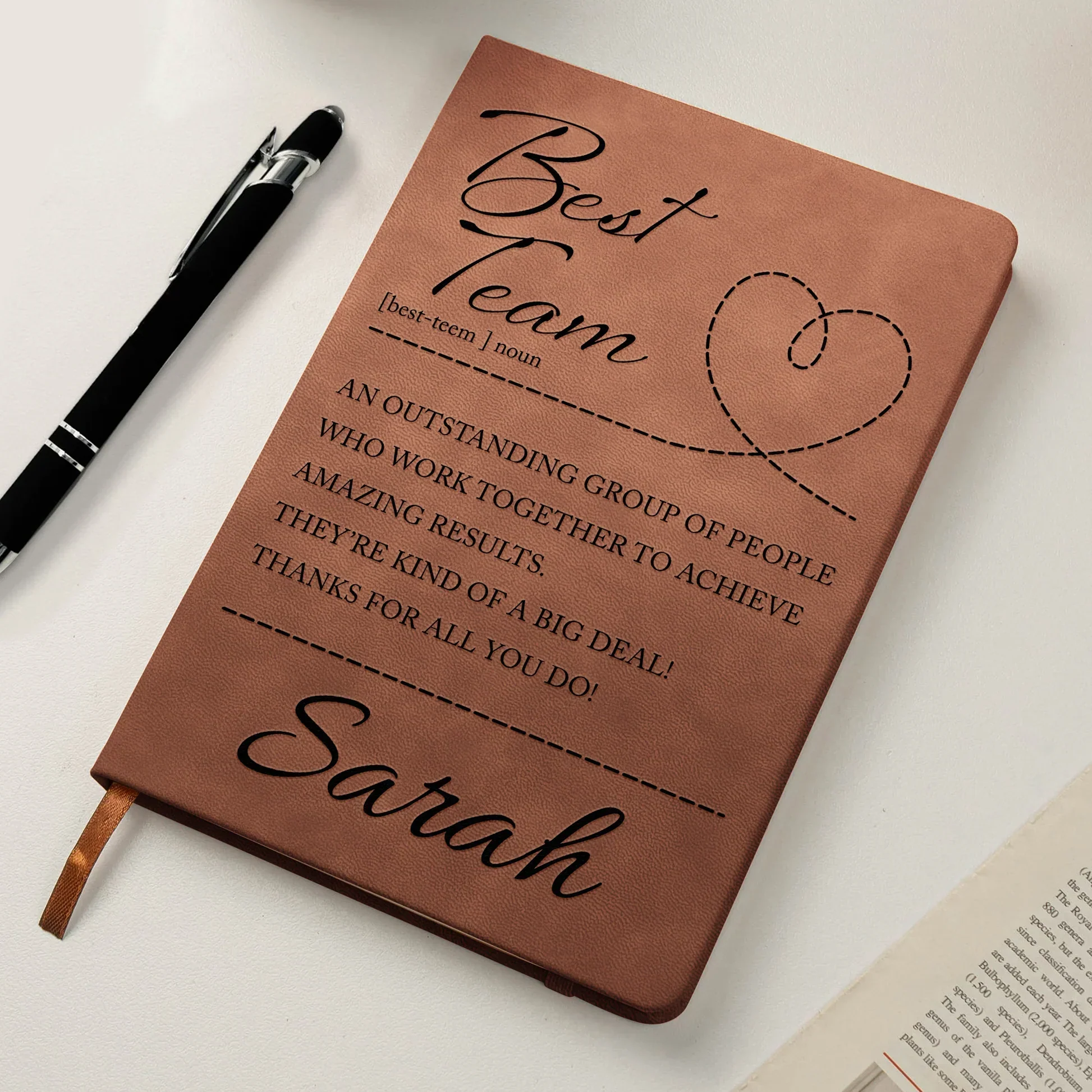 Custom Best Team Leather Journal for Employees and Coworkers, Thoughtful Work Appreciation Gift Idea - Image 3