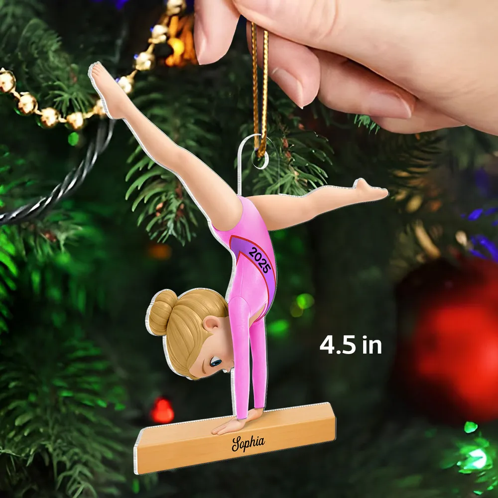 Custom Gymnastics Acrylic Ornament – Cute Handstand Design for Young Gymnast – Special Holiday Gift and Year-Round Room Decor - Image 2