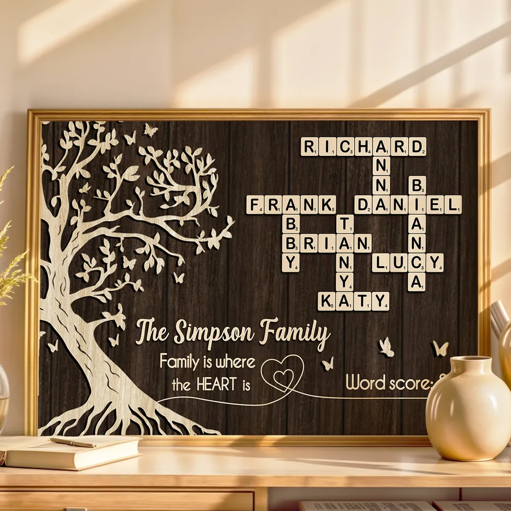 Custom Family Crossword Poster Wall Art – Personalized Names on Tree of Life, Heartwarming Gift for Parents - Image 3